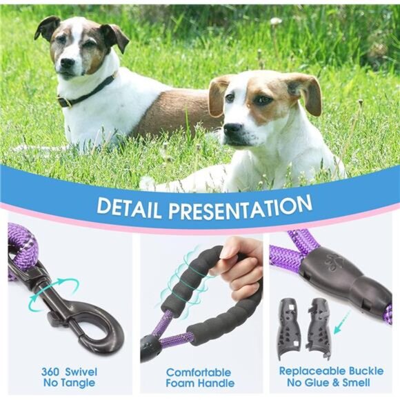 2/4/5/6 FT Dog Leash with Comfortable Padded Handle and Highly Reflective Thread - Picture 3 of 6